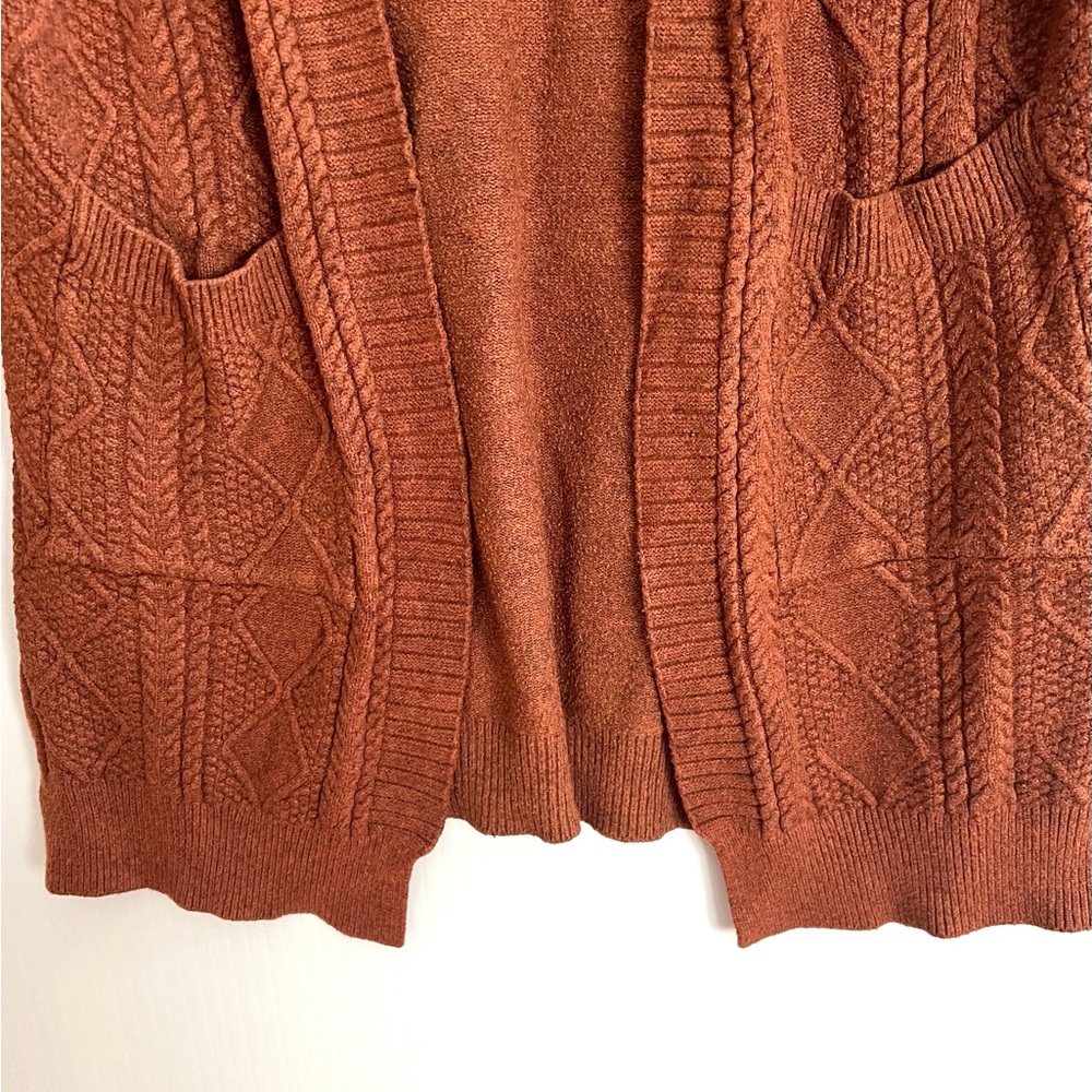 Victoria Women’s Brown/Rust colored Knit Open Front Cardigan Sweater One size - Picture 3 of 8